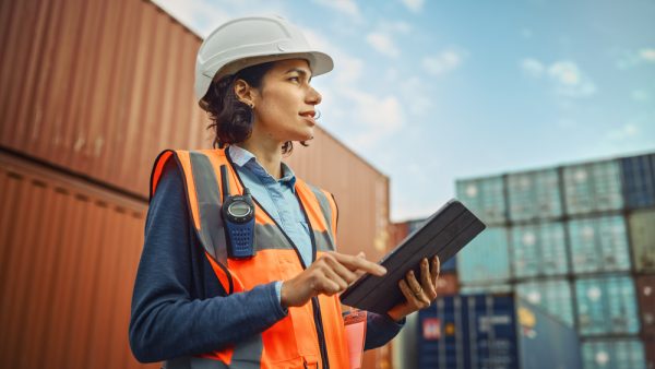 Smiling Portrait Of A Beautiful Latin Female Industrial Engineer