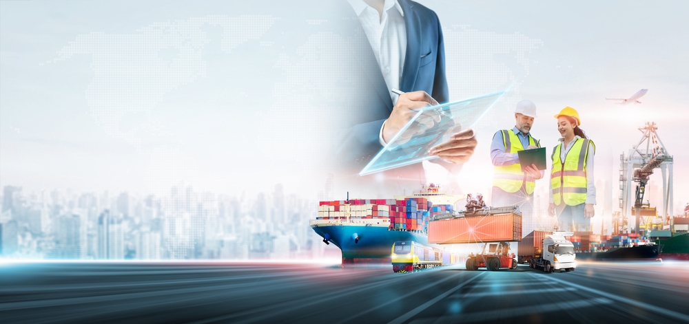 Business And Technology Digital Future Of Cargo Containers Logistics Transportation