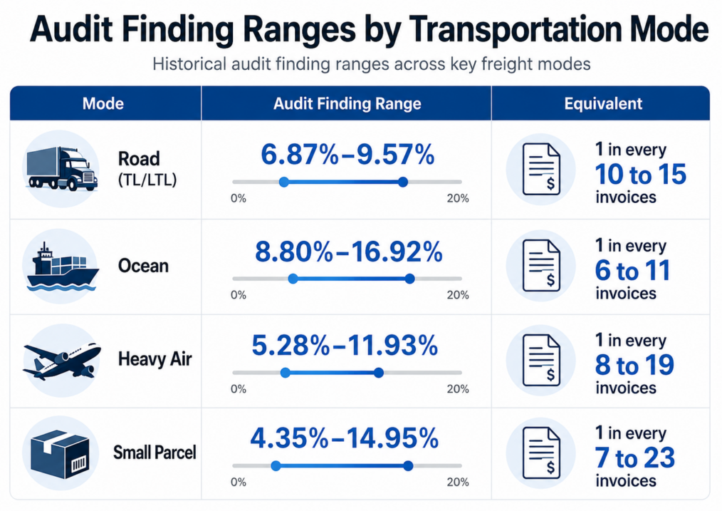Audit findings by transportation mode.